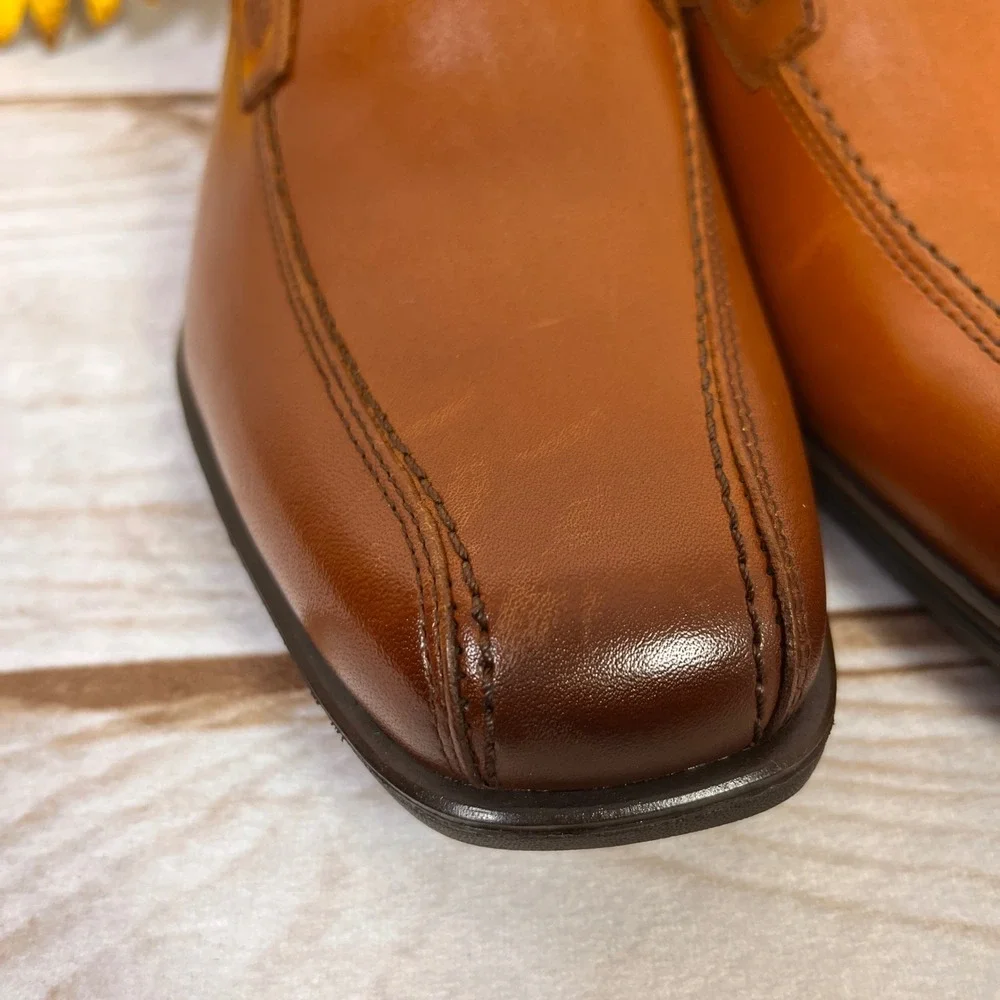 Florsheim Kids Reveal‎ Bikeslip Cognac Leather Dress Shoes Loafers 1 1M